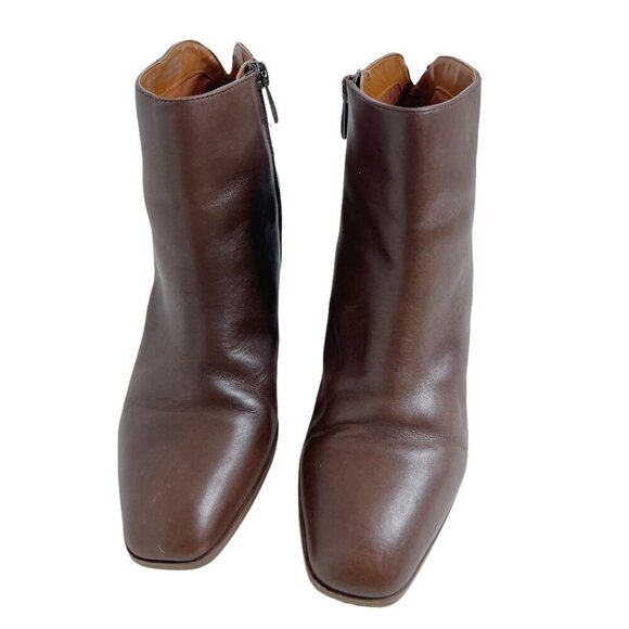 Franco Sarto Ilaria Brown Leather Heeled Booties Boots Women's Size 9.5 - Picture 3 of 11